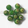 Бусина стеклянная Миллефиори, шарик, зеленый, 8мм